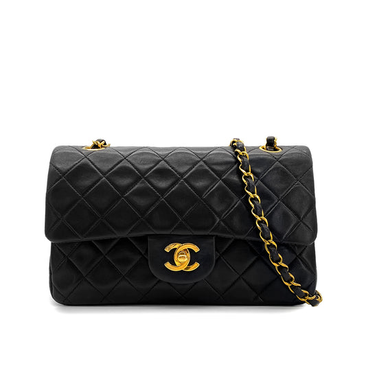 CHANEL VINTAGE CLASSIC FLAP SMALL CHAIN SHOULDER BAG BLACK LAMB SKIN 90284877