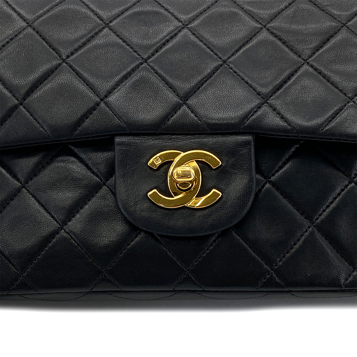 CHANEL VINTAGE CLASSIC FLAP SMALL CHAIN SHOULDER BAG BLACK LAMB SKIN 90284877