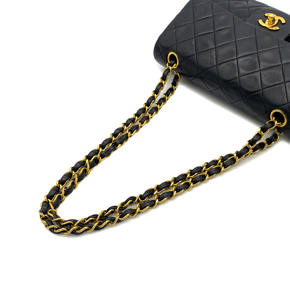 CHANEL VINTAGE CLASSIC FLAP SMALL CHAIN SHOULDER BAG BLACK LAMB SKIN 90284877
