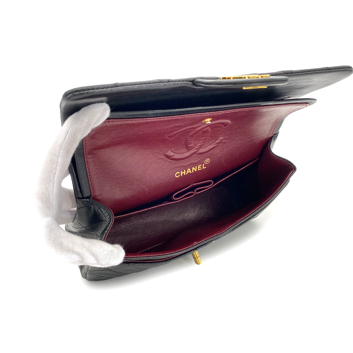 CHANEL VINTAGE CLASSIC FLAP SMALL CHAIN SHOULDER BAG BLACK LAMB SKIN 90284877