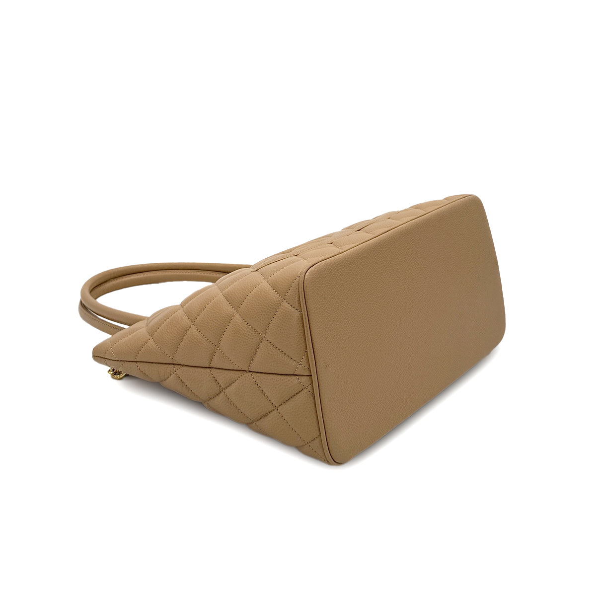 CHANEL VINTAGE MEDALLION TOTE BAG BEIGE CAVIAR SKIN 90284878