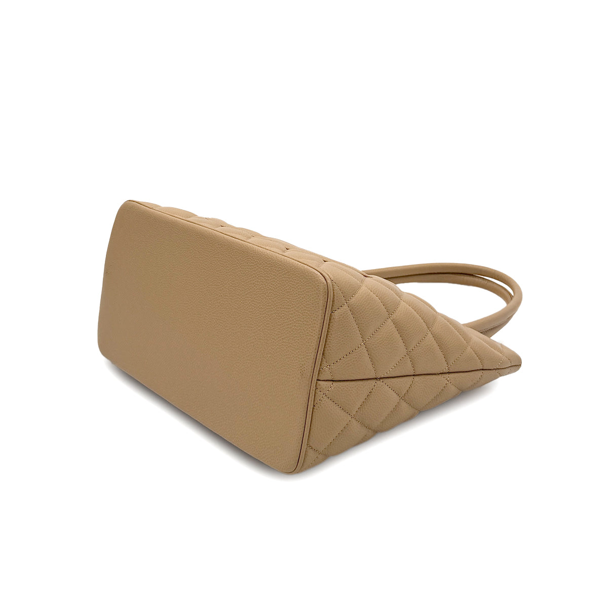 CHANEL VINTAGE MEDALLION TOTE BAG BEIGE CAVIAR SKIN 90284878