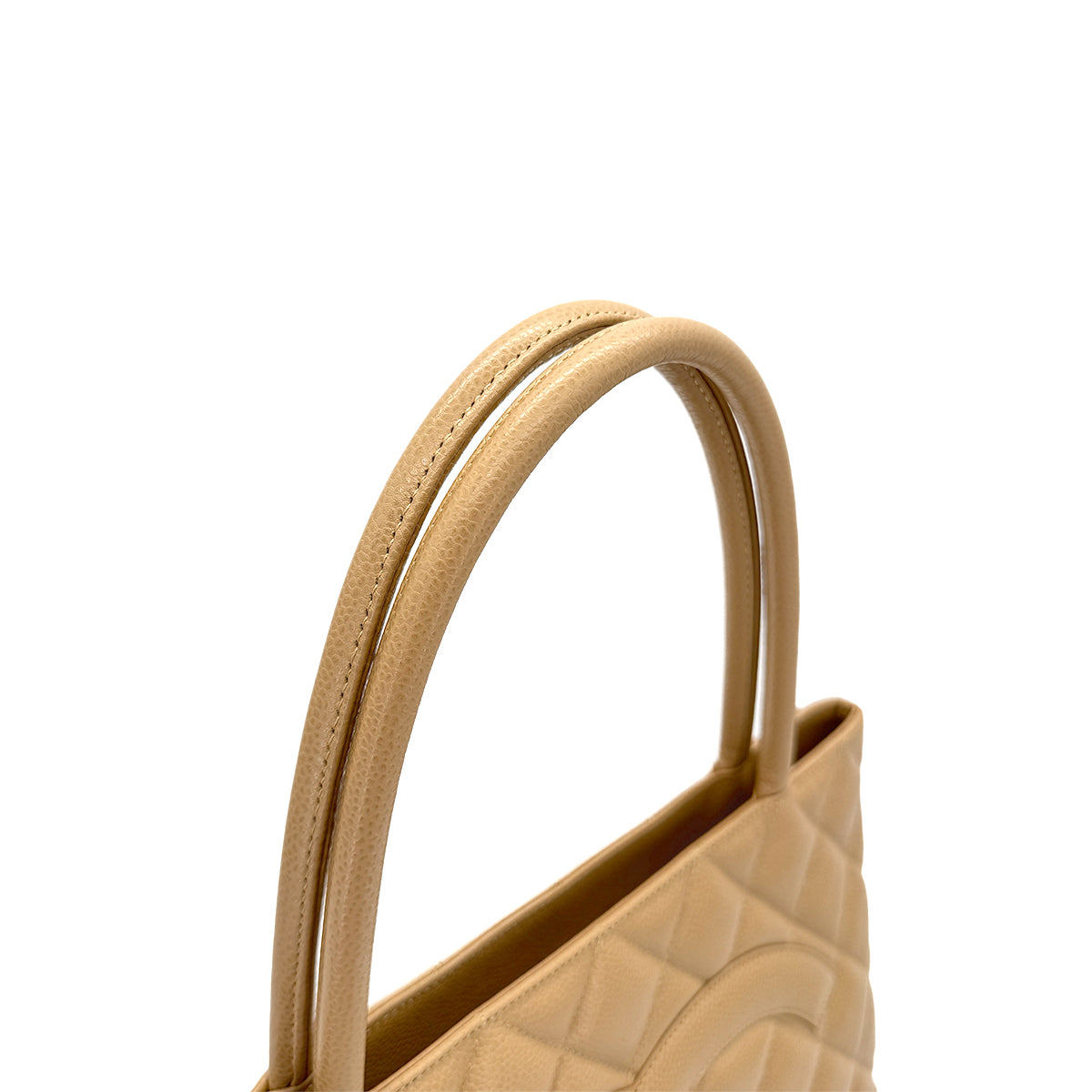 CHANEL VINTAGE MEDALLION TOTE BAG BEIGE CAVIAR SKIN 90284878