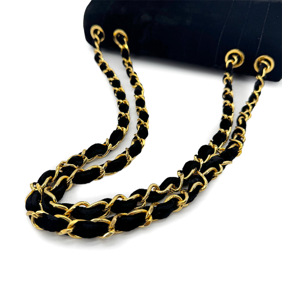 CHANEL VINTAGE MADEMOISELLE CHAIN SHOULDER BAG BLACK VELOR 90284880