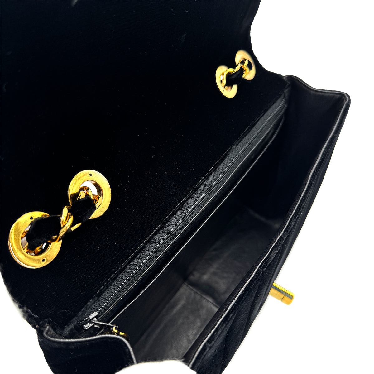 CHANEL VINTAGE MADEMOISELLE CHAIN SHOULDER BAG BLACK VELOR 90284880