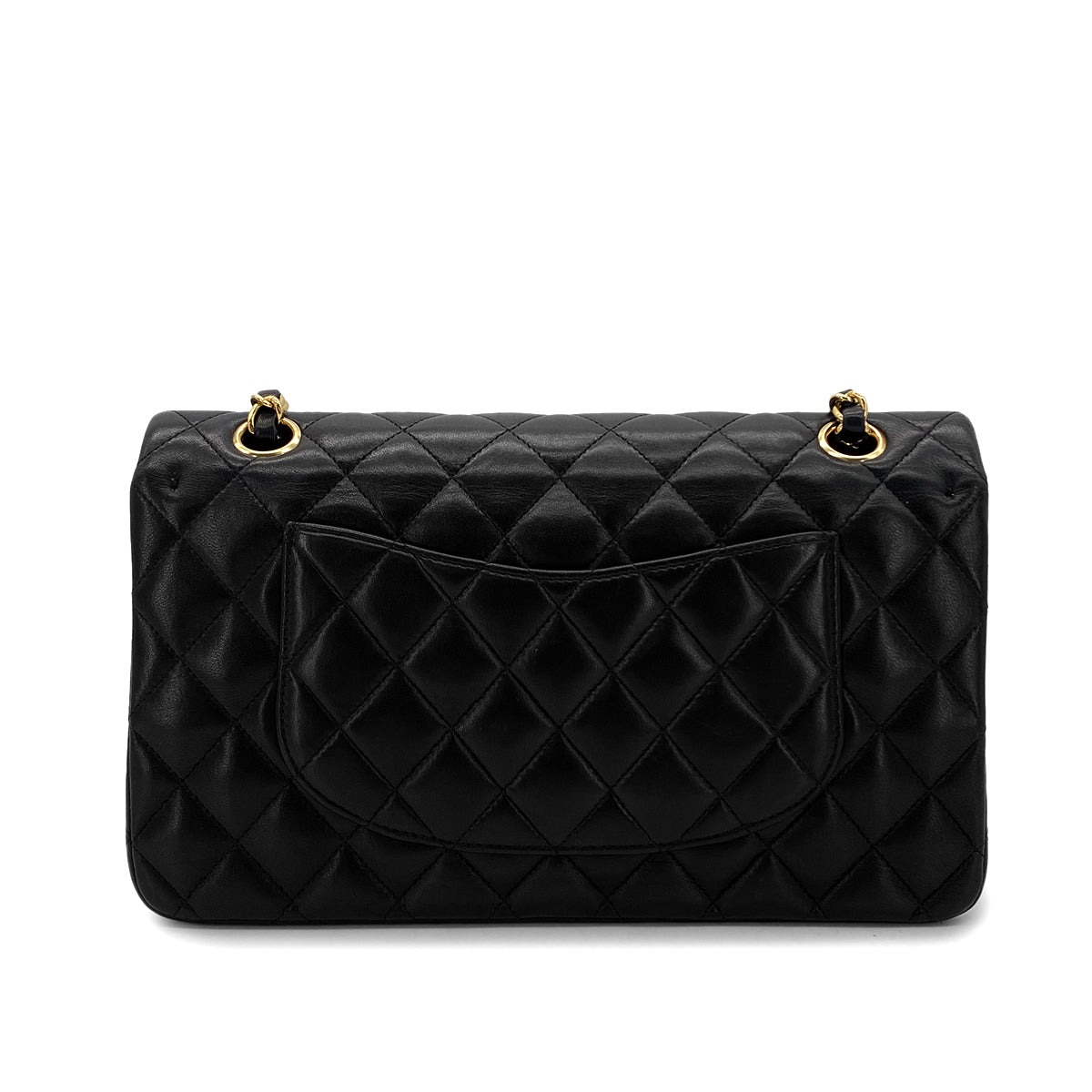 CHANEL VINTAGE CLASSIC FLAP MEDIUM CHAIN SHOULDER BAG BLACK LAMB SKIN 90284882