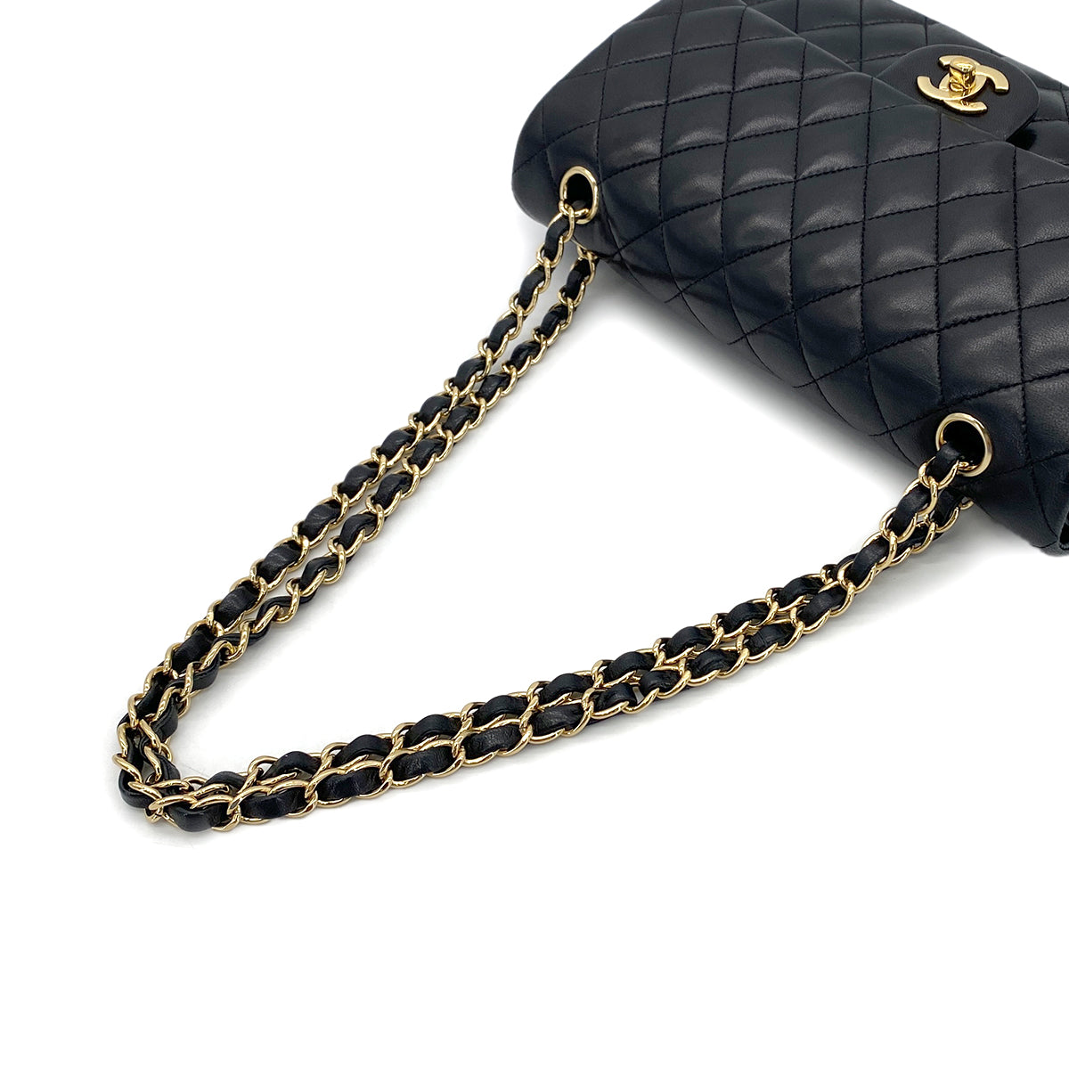 CHANEL VINTAGE CLASSIC FLAP MEDIUM CHAIN SHOULDER BAG BLACK LAMB SKIN 90284882