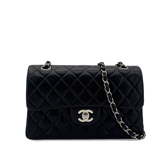 CHANEL VINTAGE CLASSIC FLAP SMALL CHAIN SHOULDER BAG BLACK LAMB SKIN 90284884