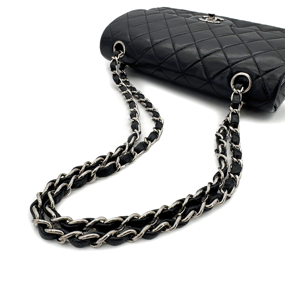 CHANEL VINTAGE CLASSIC FLAP SMALL CHAIN SHOULDER BAG BLACK LAMB SKIN 90284884