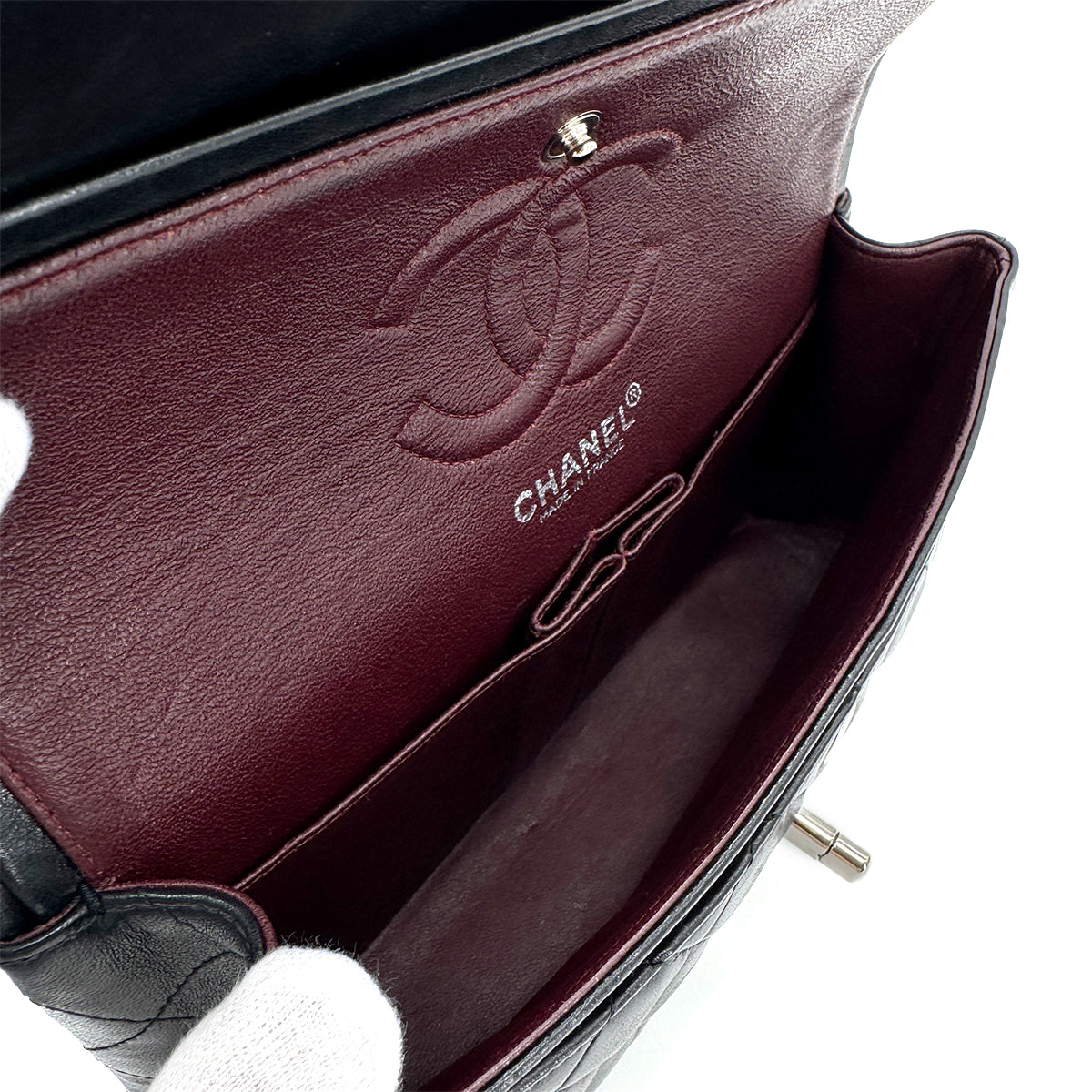 CHANEL VINTAGE CLASSIC FLAP SMALL CHAIN SHOULDER BAG BLACK LAMB SKIN 90284884