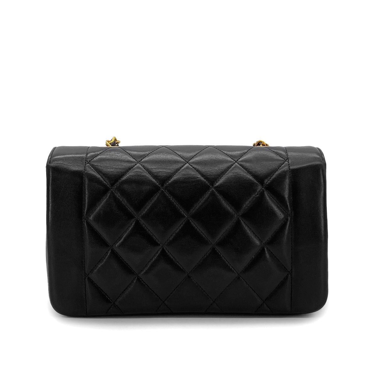 CHANEL VINTAGE DIANA SMALL CHAIN SHOULDER BAG BLACK LAMB SKIN 90284885