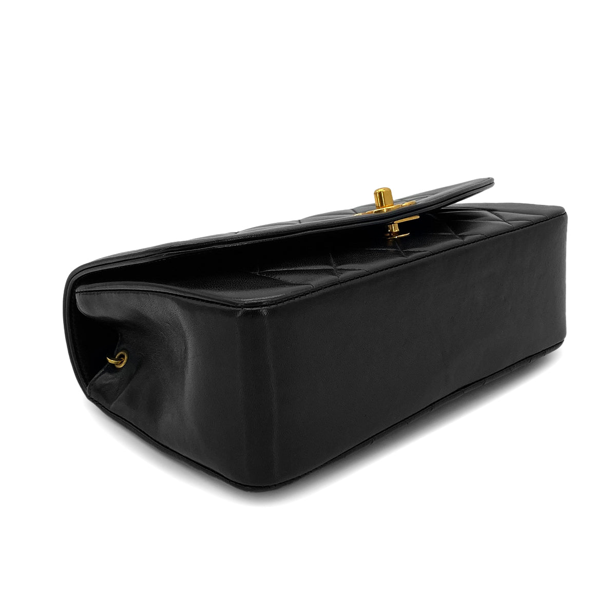 CHANEL VINTAGE DIANA SMALL CHAIN SHOULDER BAG BLACK LAMB SKIN 90284885