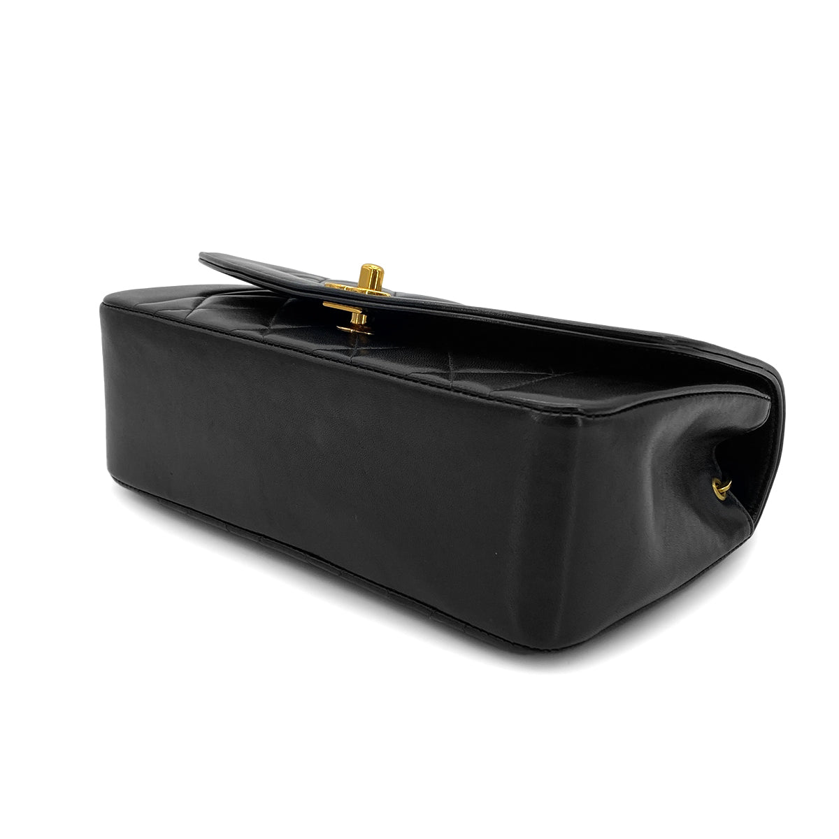 CHANEL VINTAGE DIANA SMALL CHAIN SHOULDER BAG BLACK LAMB SKIN 90284885