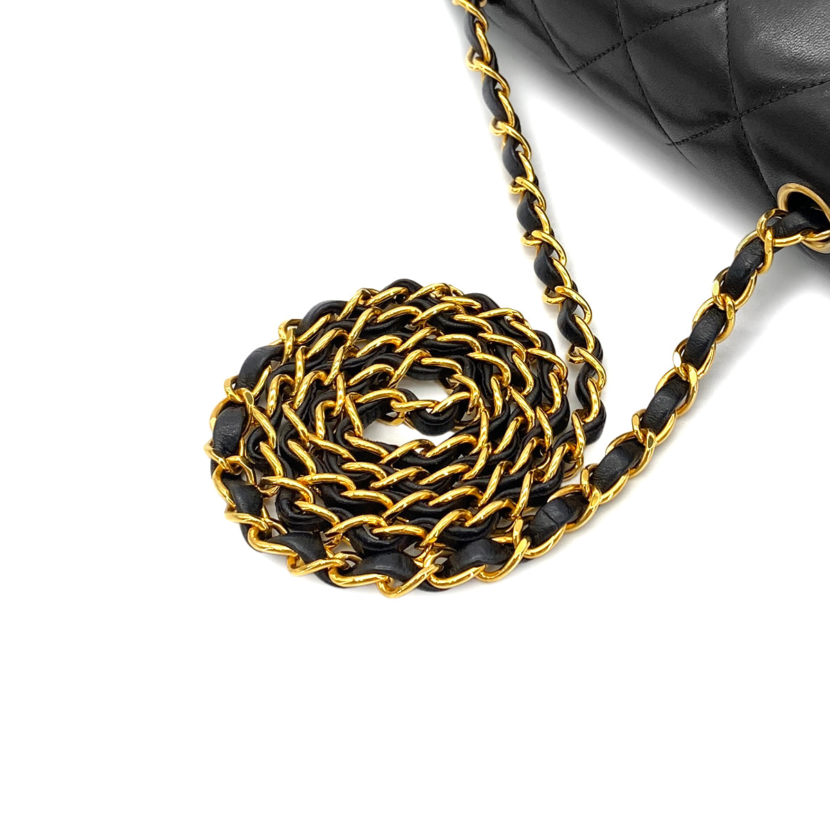 CHANEL VINTAGE DIANA SMALL CHAIN SHOULDER BAG BLACK LAMB SKIN 90284885