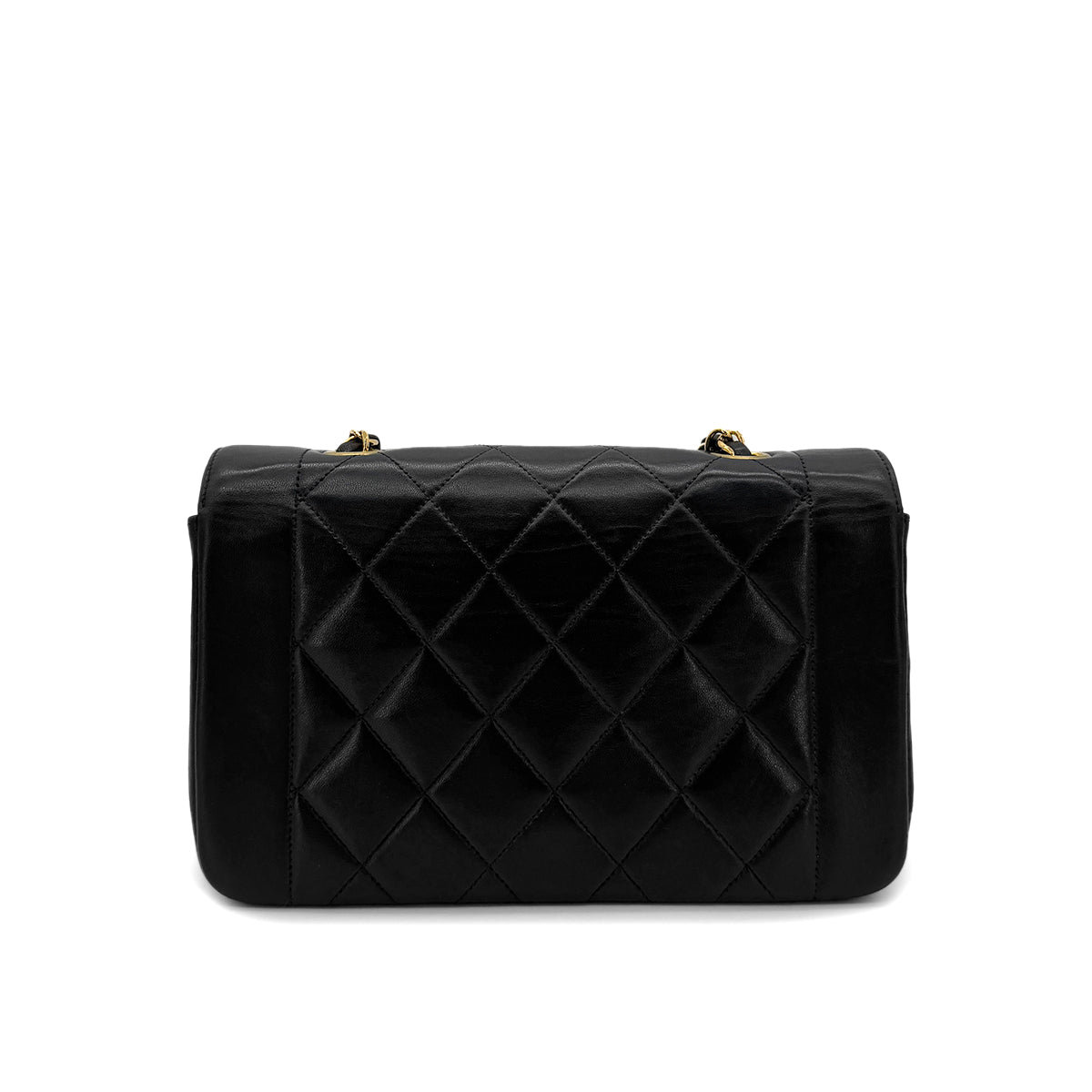 CHANEL VINTAGE DIANA SMALL CHAIN SHOULDER BAG BLACK LAMB SKIN 90284886