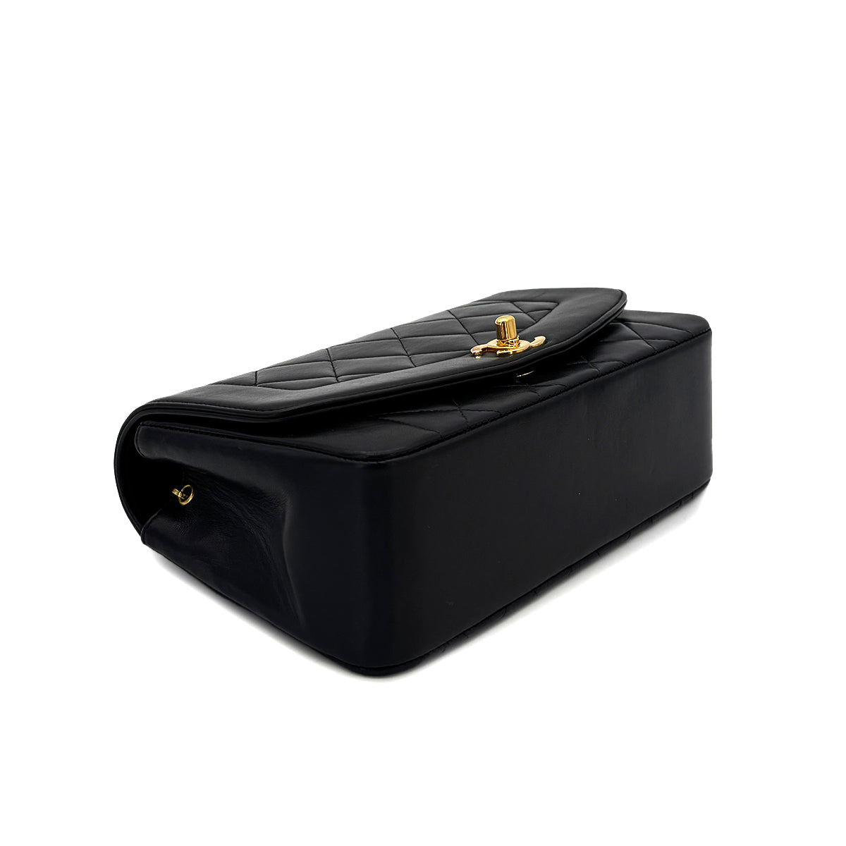 CHANEL VINTAGE DIANA SMALL CHAIN SHOULDER BAG BLACK LAMB SKIN 90284886