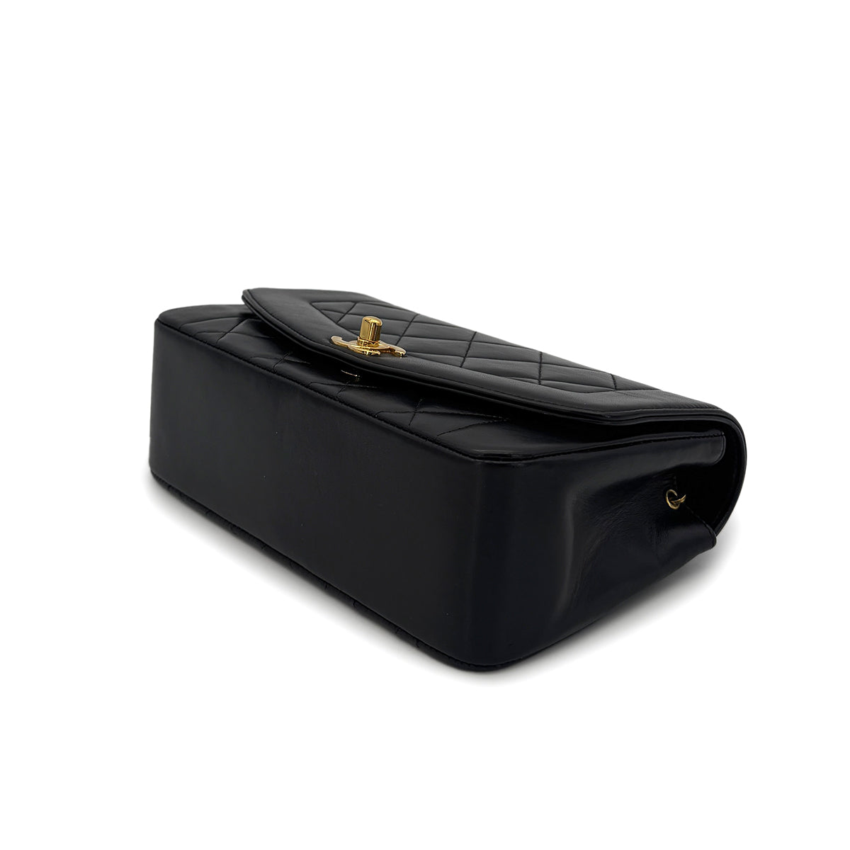 CHANEL VINTAGE DIANA SMALL CHAIN SHOULDER BAG BLACK LAMB SKIN 90284886