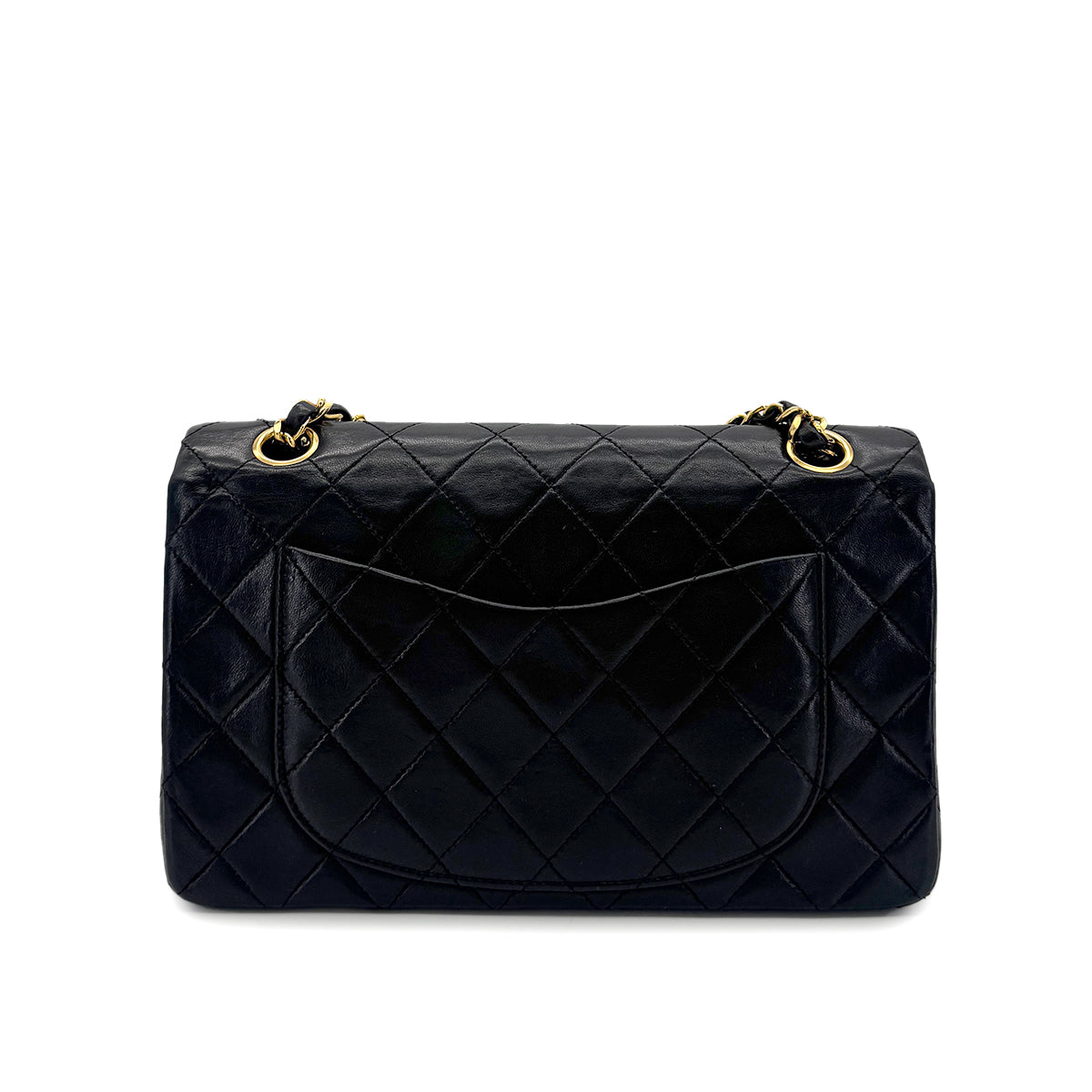 CHANEL VINTAGE CLASSIC FLAP SMALL CHAIN SHOULDER BAG BLACK LAMB SKIN 90284887