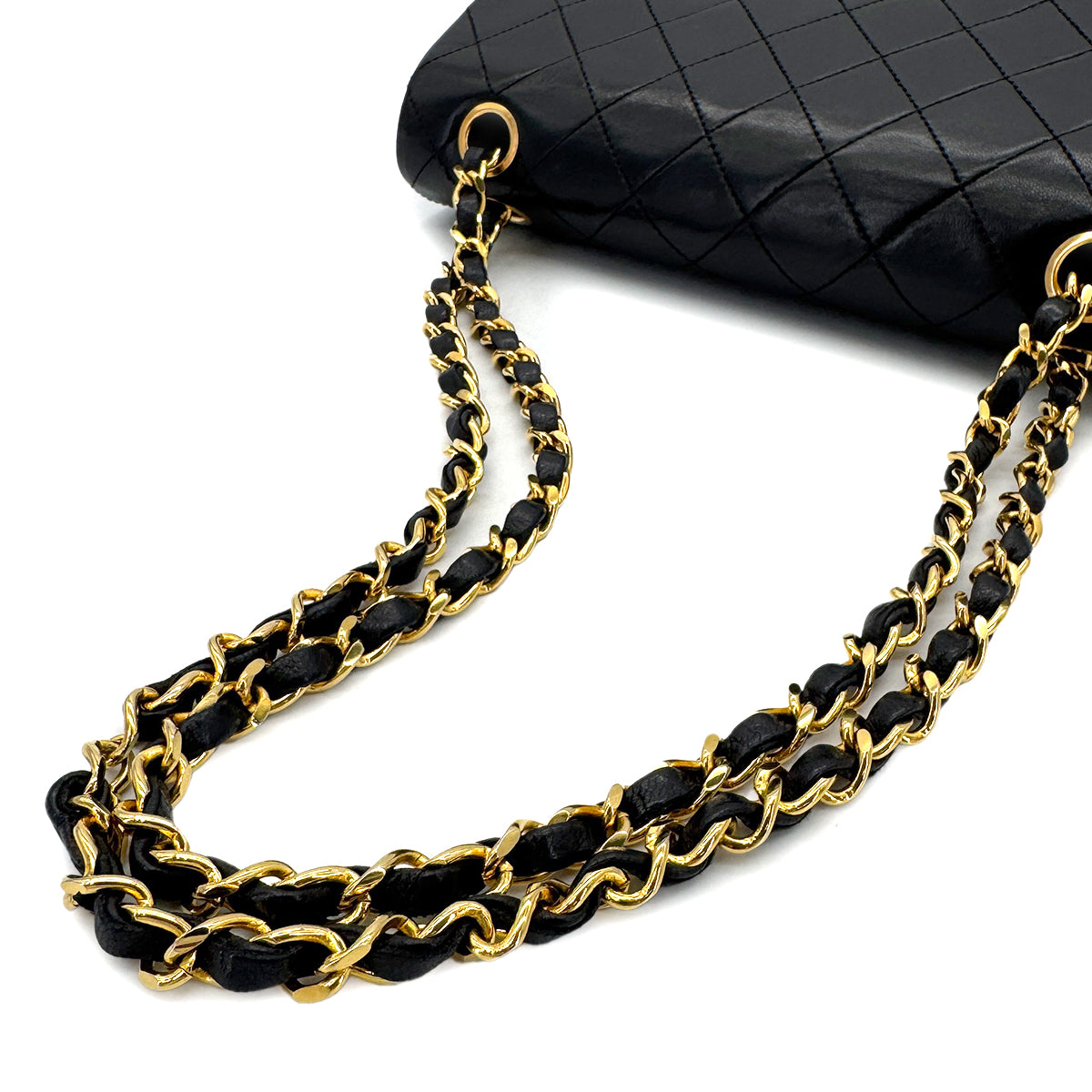 CHANEL VINTAGE CLASSIC FLAP SMALL CHAIN SHOULDER BAG BLACK LAMB SKIN 90284887