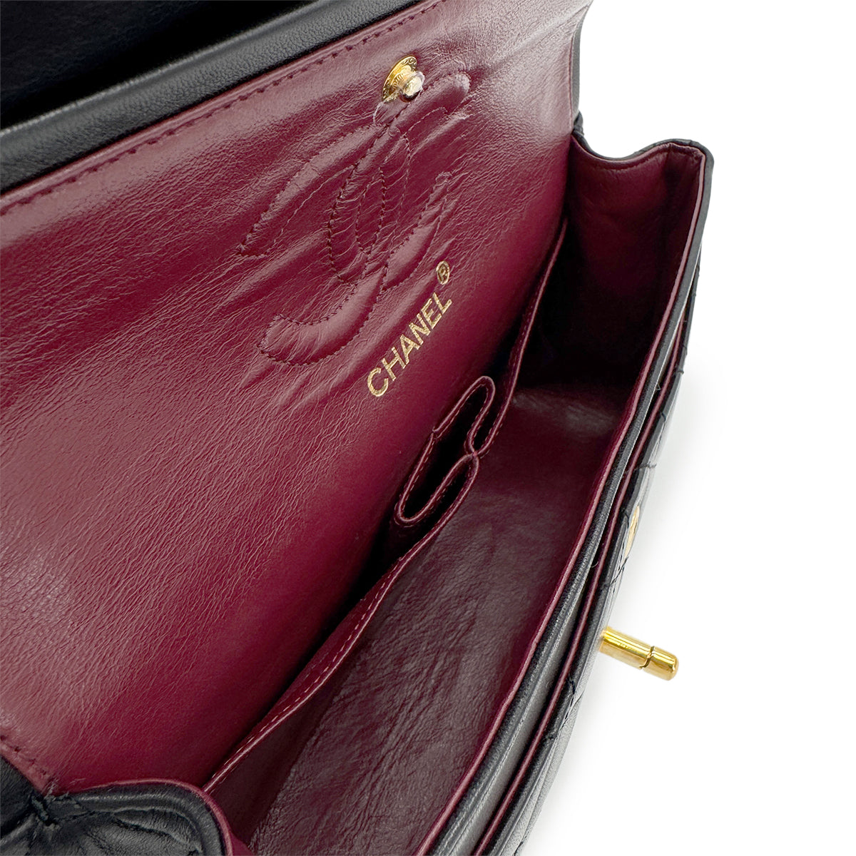 CHANEL VINTAGE CLASSIC FLAP SMALL CHAIN SHOULDER BAG BLACK LAMB SKIN 90284887