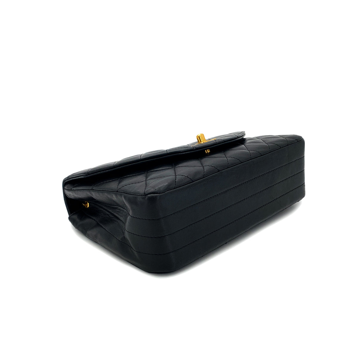 CHANEL VINTAGE MATELASSE HALF MOON CHAIN SHOULDER BAG BLACK LAMB SKIN 90284888