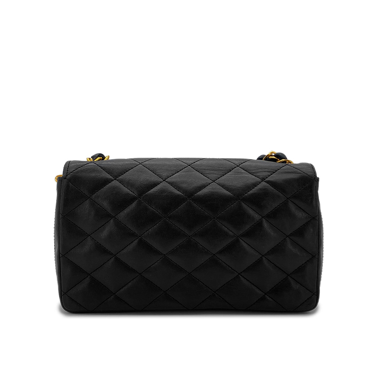 CHANEL VINTAGE MATELASSE BIG COCO CHAIN SHOULDER BAG BLACK LAMB SKIN 90284889