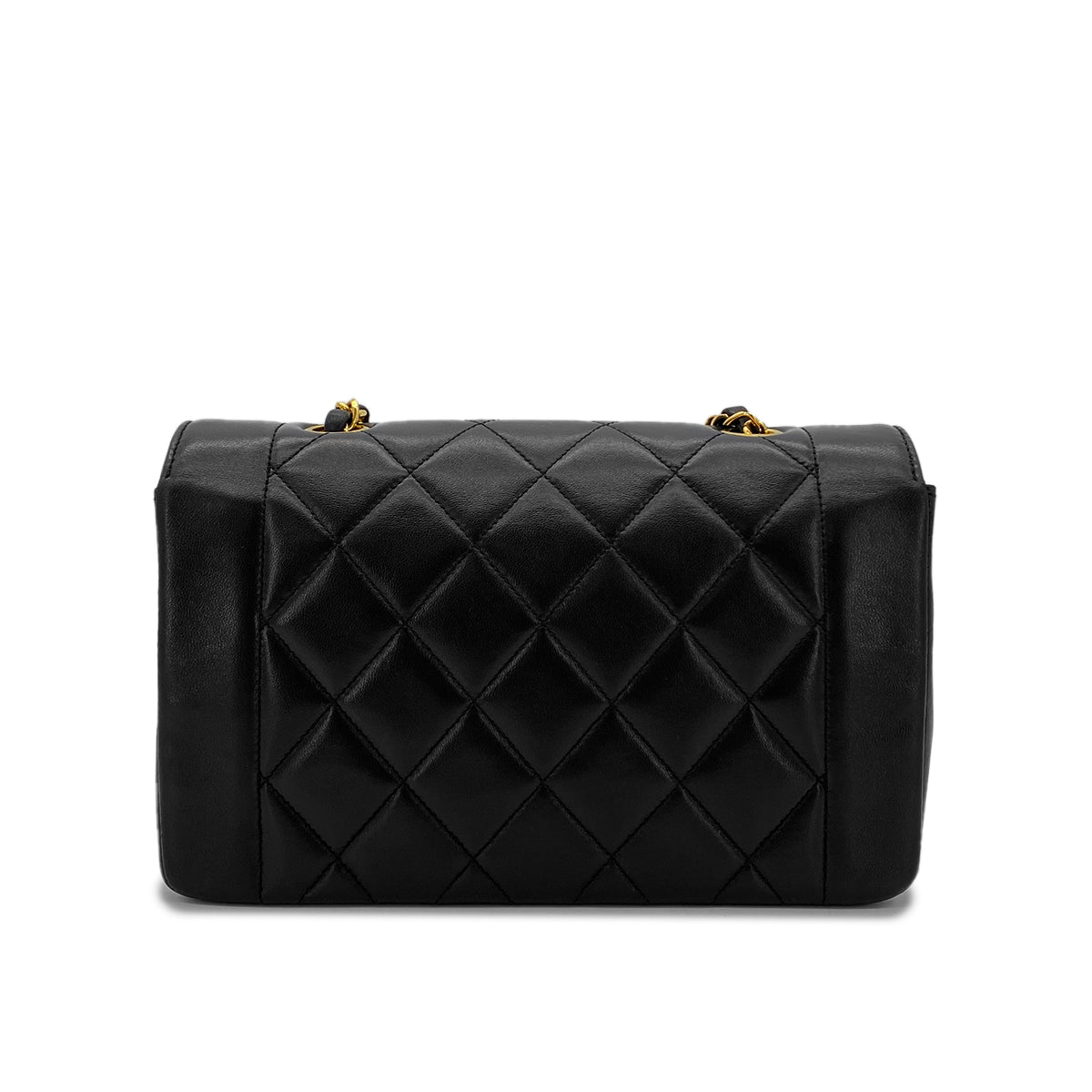CHANEL VINTAGE DIANA SMALL CHAIN SHOULDER BAG BLACK LAMB SKIN 90284891