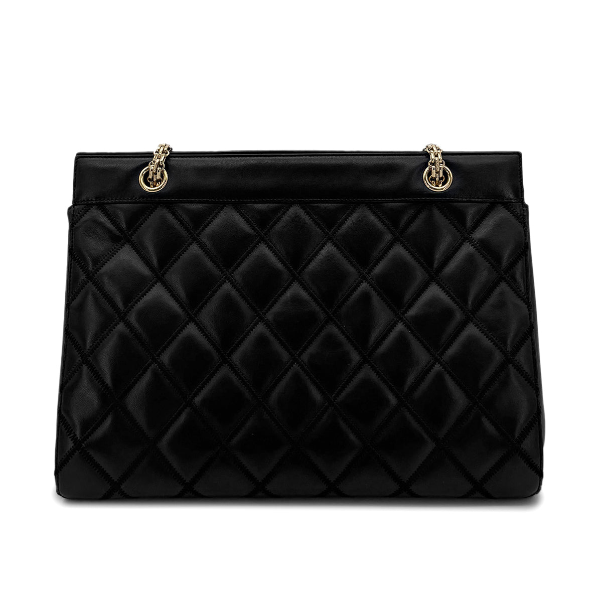 CHANEL VINTAGE MATELASSE COCOMARK CHAIN SHOULDER BAG BLACK LAMB SKIN 90284898