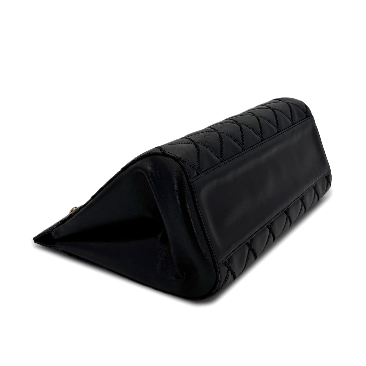 CHANEL VINTAGE MATELASSE COCOMARK CHAIN SHOULDER BAG BLACK LAMB SKIN 90284898