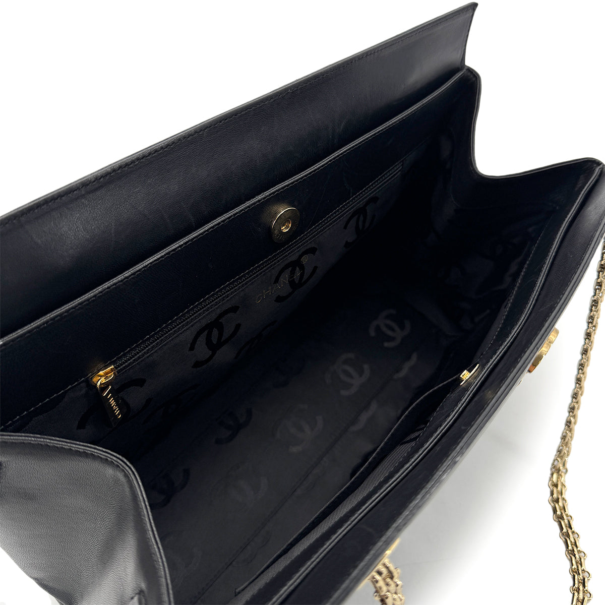 CHANEL VINTAGE MATELASSE COCOMARK CHAIN SHOULDER BAG BLACK LAMB SKIN 90284898