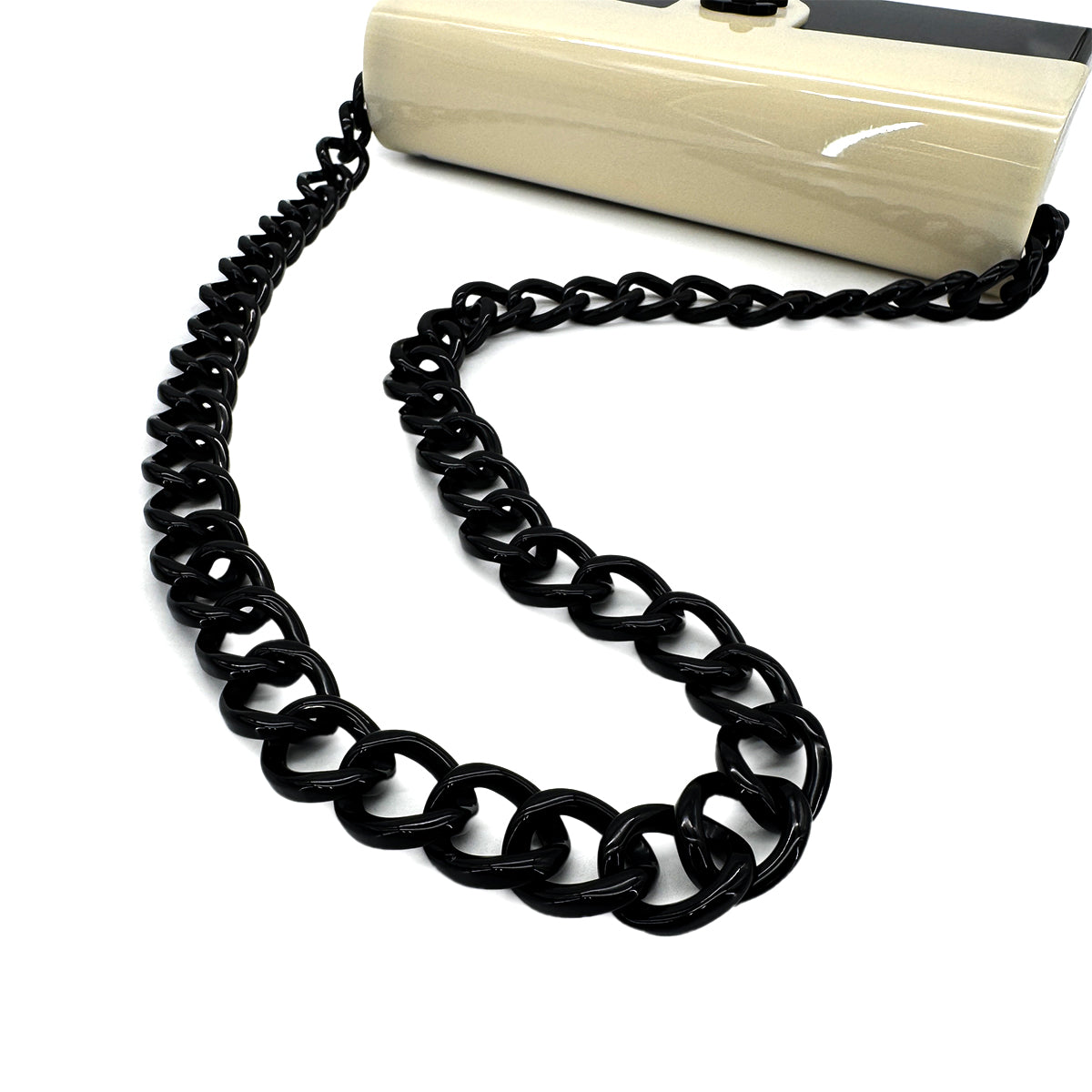 CHANEL VINTAGE COCOMARK BICOLOR CHAIN SHOULDER BAG BLACK WHITE PLASTIC 90284903