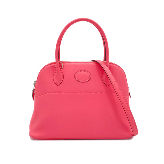 HERMES BOLIDE 27 ROSE AZALEE VEAU SWIFT HAND SHOULDER BAG A 90285098