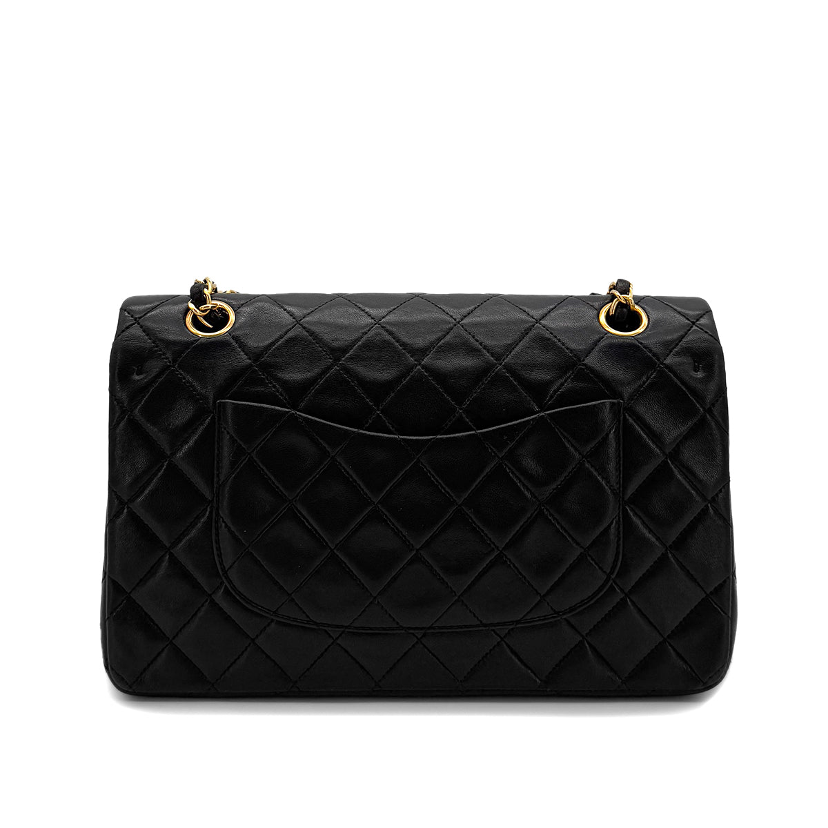 CHANEL VINTAGE CLASSIC FLAP MEDIUM CHAIN SHOULDER BAG BLACK LAMB SKIN 90285108