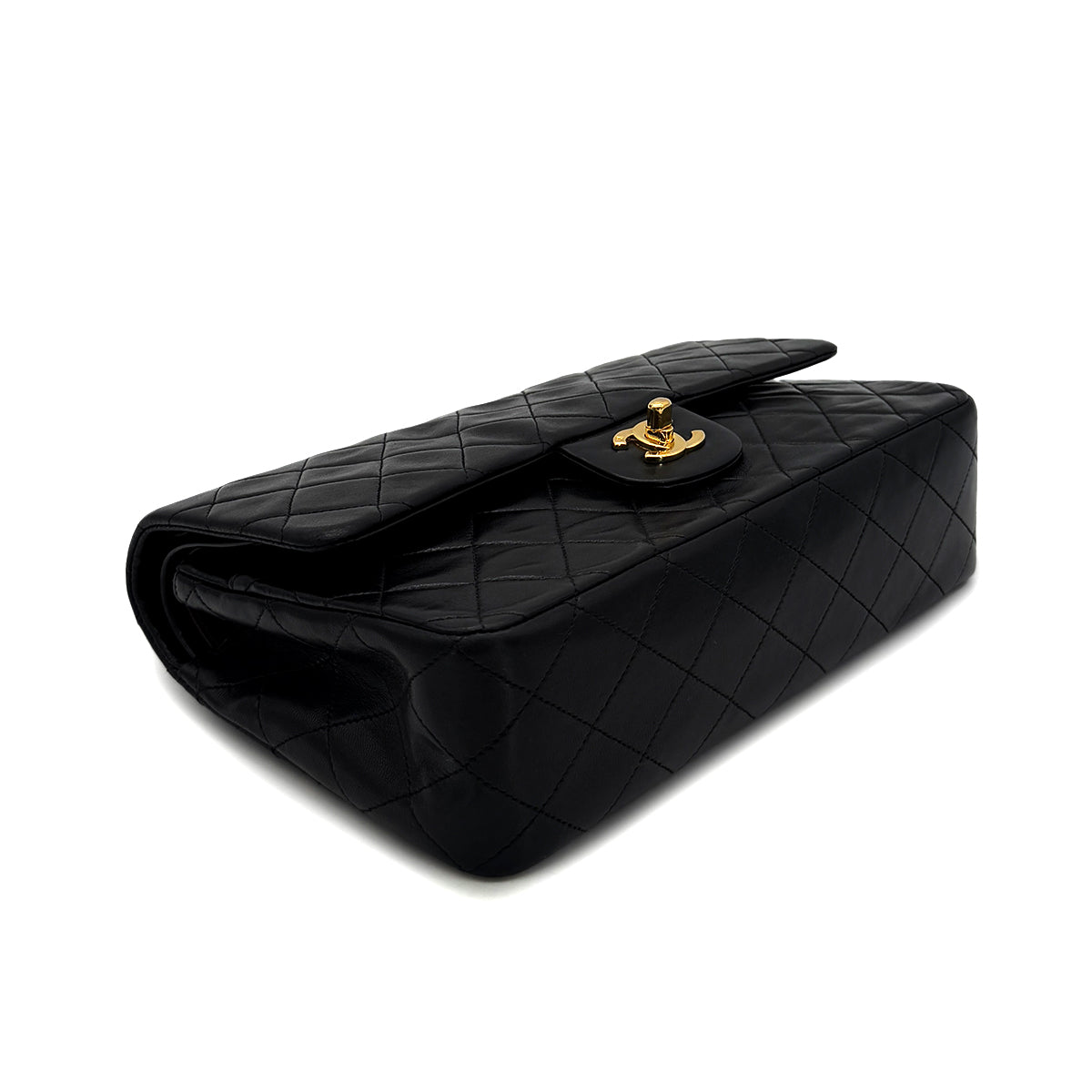 CHANEL VINTAGE CLASSIC FLAP MEDIUM CHAIN SHOULDER BAG BLACK LAMB SKIN 90285108