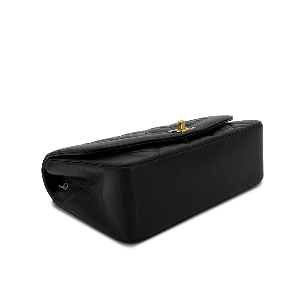 CHANEL VINTAGE DIANA SMALL CHAIN SHOULDER BAG BLACK LAMB SKIN 90285120