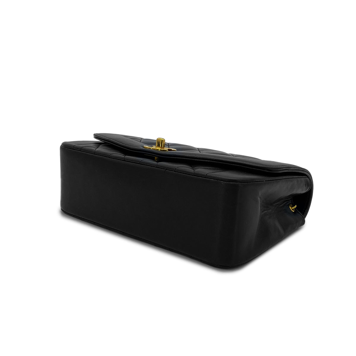 CHANEL VINTAGE DIANA SMALL CHAIN SHOULDER BAG BLACK LAMB SKIN 90285120