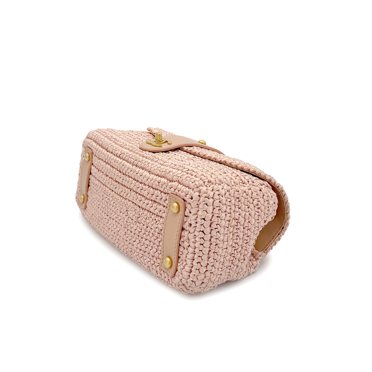 CHANEL VINTAGE COCOMARK HALF MOON RAFFIA CHAIN SHOULDER BAG PINK STRAW 90285129