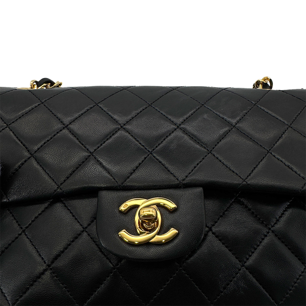 CHANEL VINTAGE CLASSIC FLAP SMALL CHAIN SHOULDER BAG BLACK LAMB SKIN 90285136