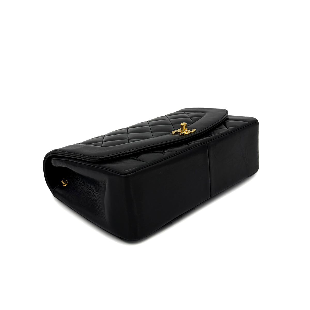 CHANEL VINTAGE DIANA MEDIUM CHAIN SHOULDER BAG BLACK LAMB SKIN 90285140