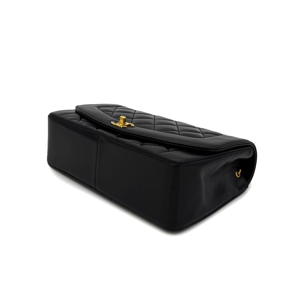 CHANEL VINTAGE DIANA MEDIUM CHAIN SHOULDER BAG BLACK LAMB SKIN 90285140