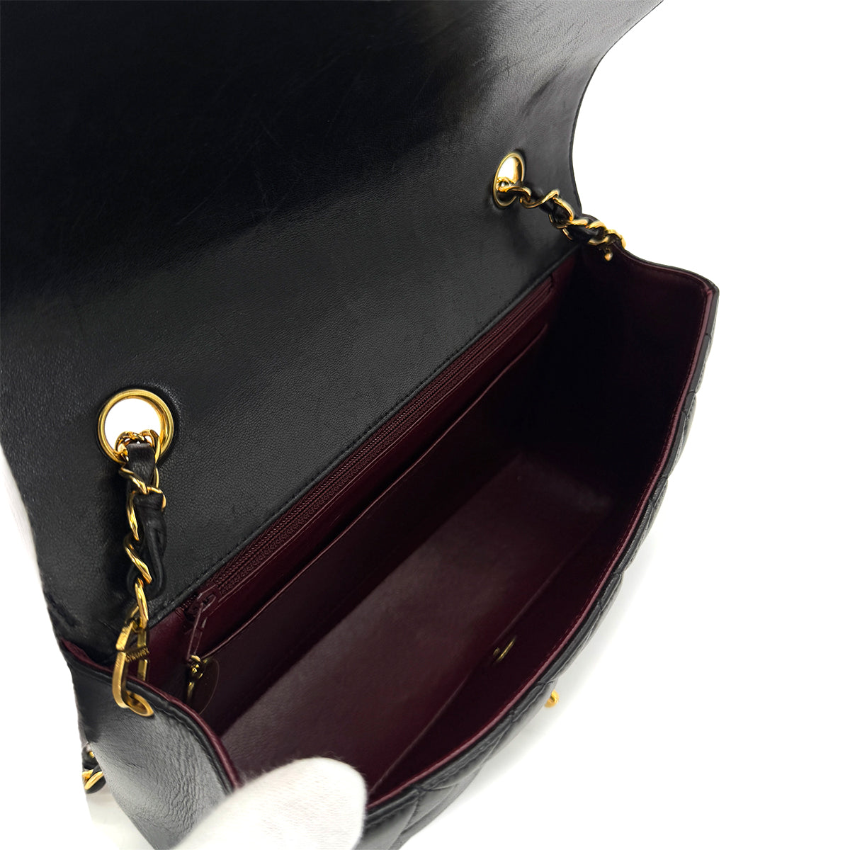 CHANEL VINTAGE DIANA MEDIUM CHAIN SHOULDER BAG BLACK LAMB SKIN 90285140