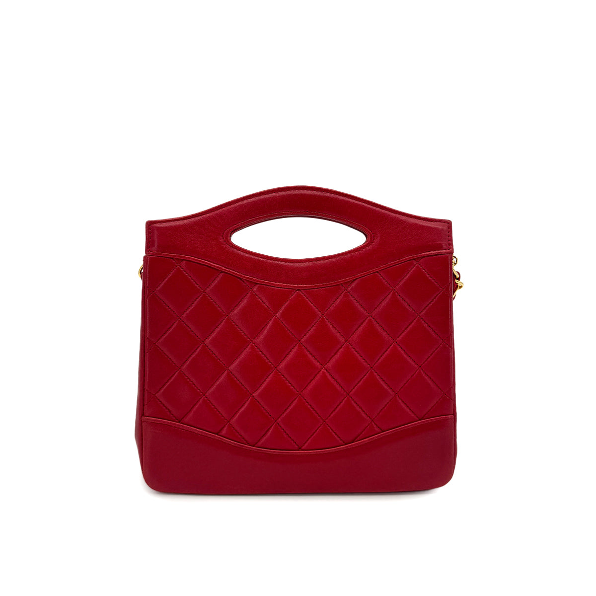 CHANEL VINTAGE 2WAY HAND CHAIN SHOULDER BAG RED LAMB SKIN 90285147