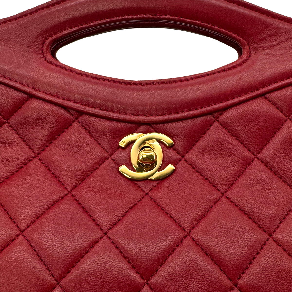 CHANEL VINTAGE 2WAY HAND CHAIN SHOULDER BAG RED LAMB SKIN 90285147