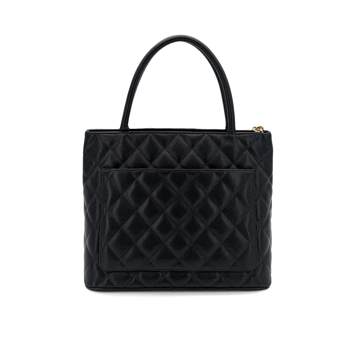 CHANEL VINTAGE MEDALLION TOTE BAG BLACK CAVIAR SKIN 90285148