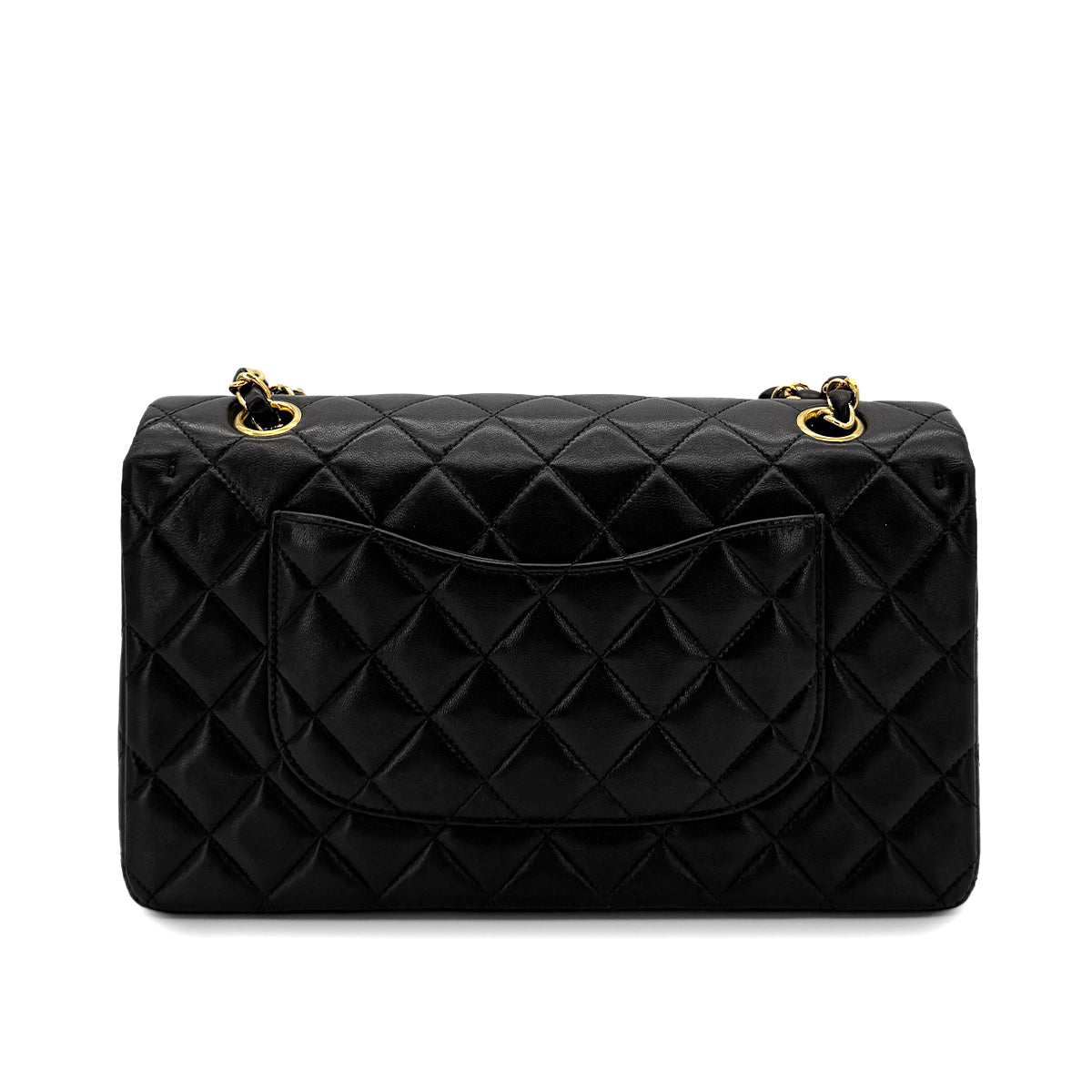 CHANEL VINTAGE CLASSIC FLAP MEDIUM CHAIN SHOULDER BAG BLACK LAMB SKIN 90285375