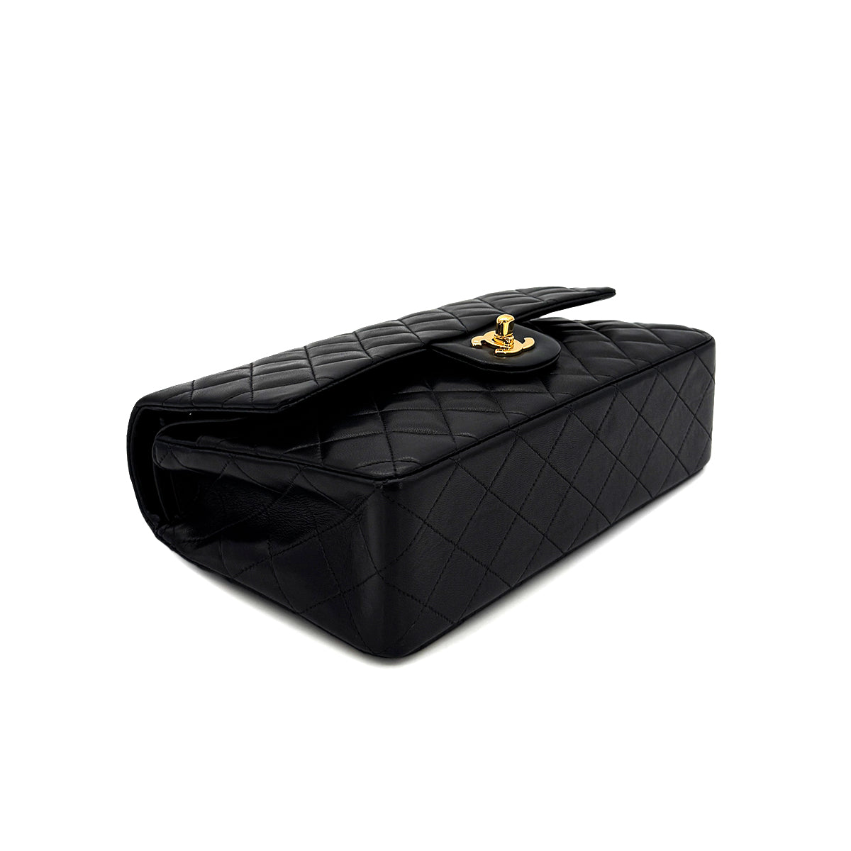 CHANEL VINTAGE CLASSIC FLAP MEDIUM CHAIN SHOULDER BAG BLACK LAMB SKIN 90285375