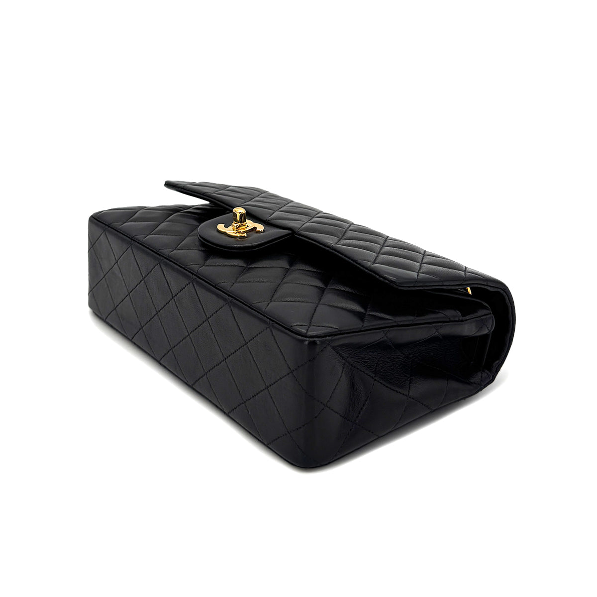 CHANEL VINTAGE CLASSIC FLAP MEDIUM CHAIN SHOULDER BAG BLACK LAMB SKIN 90285375