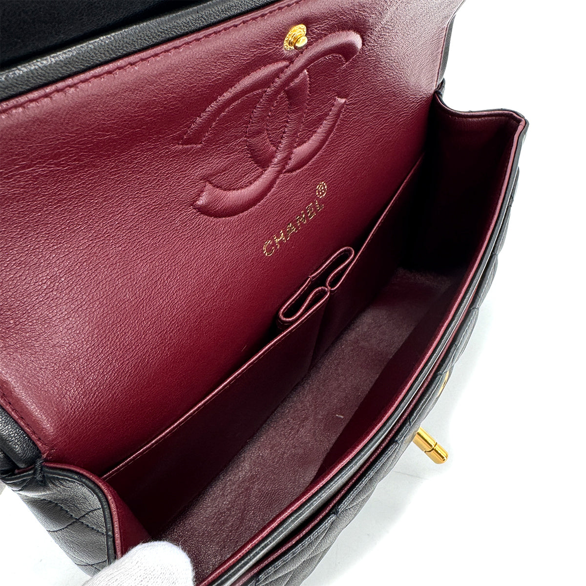 CHANEL VINTAGE CLASSIC FLAP MEDIUM CHAIN SHOULDER BAG BLACK LAMB SKIN 90285375