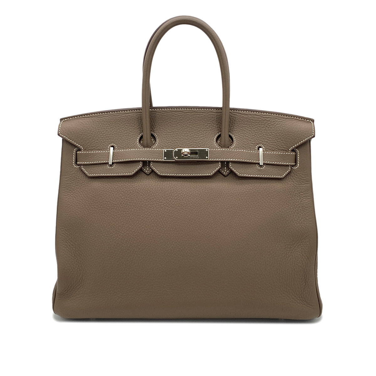 HERMES BIRKIN 35 ETOUPE TAURILLON CLEMENCE HAND BAG ▢N SHW 90285741