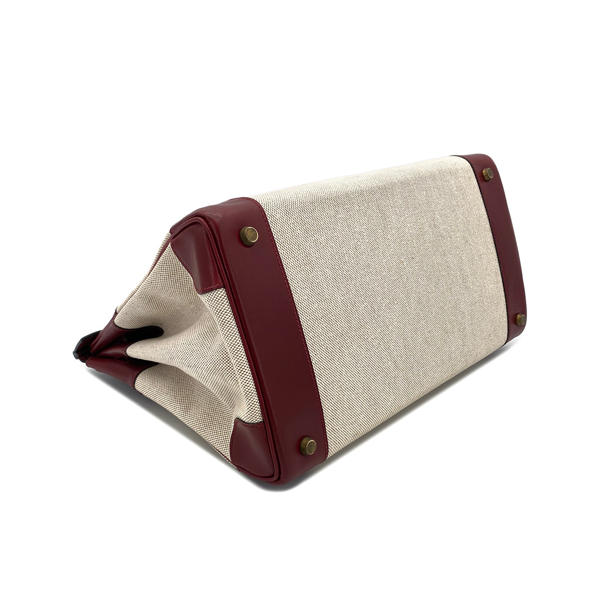 HERMES BIRKIN 35 ROUGE H ECRU BOX CALF TOILE H HAND BAG 〇X GHW 90285742